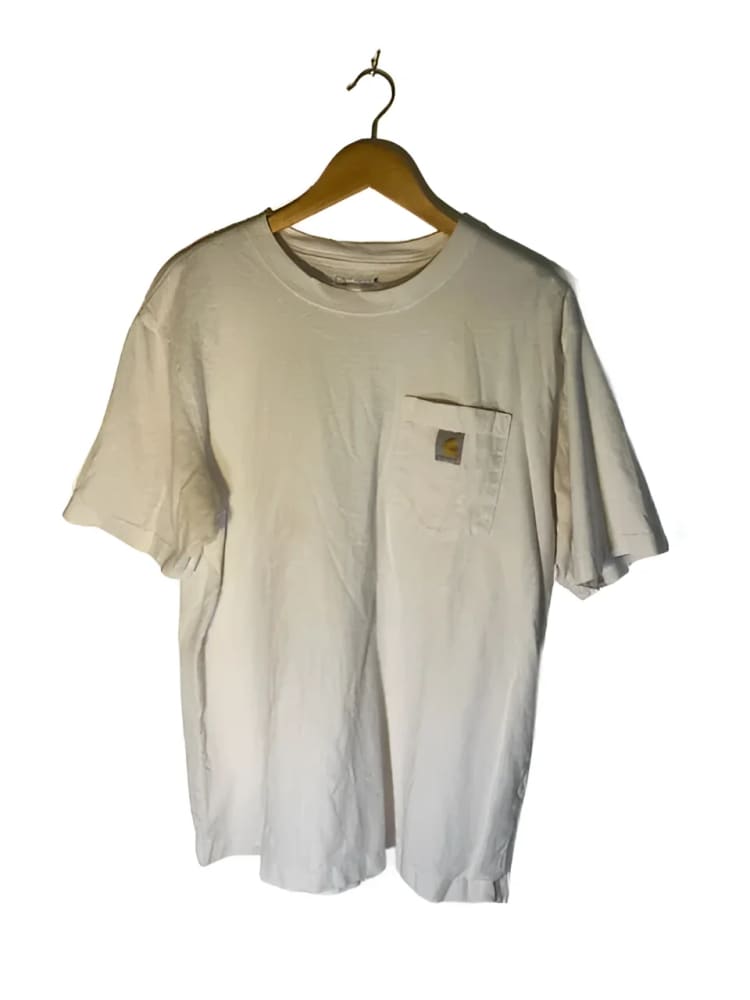 White Carhartt pocket t-shirt.