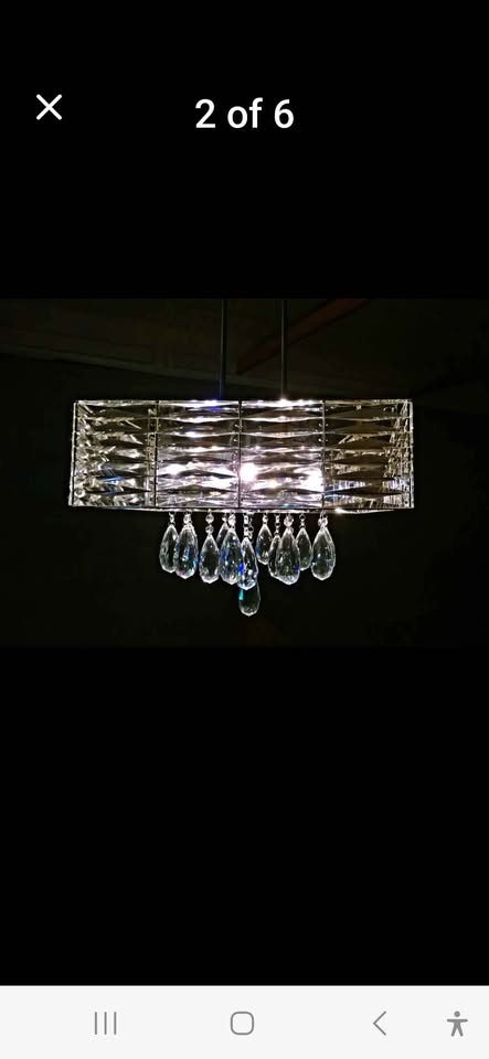 Lucite & Crystal Modern Chandelier