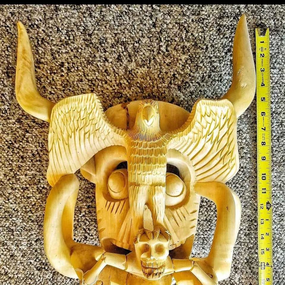 SUREALIST MEXICAN EVIL MASK FROM MICHOACAN. signed by Listed Artist