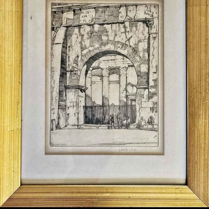 LOUIS C ROSENBERG (1890 - 1983) DRYPOINT ETCHING " Temple of Minerva "
