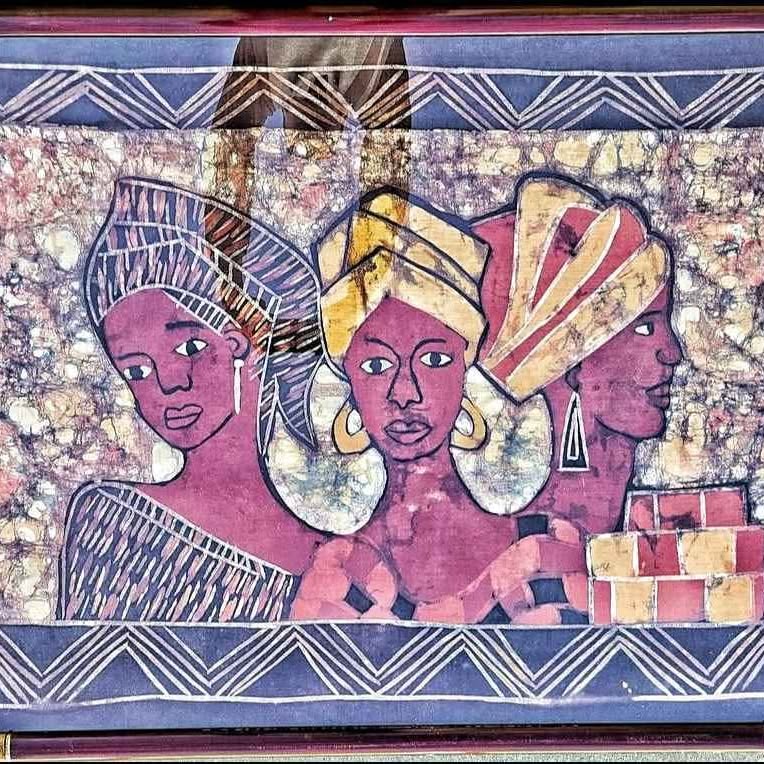 STUNNING ! "THE MAIDENS OF THE THREE KINGDOMS" SPECTACULAR HIGH QUALITY AFRICAN LARGE BATIK