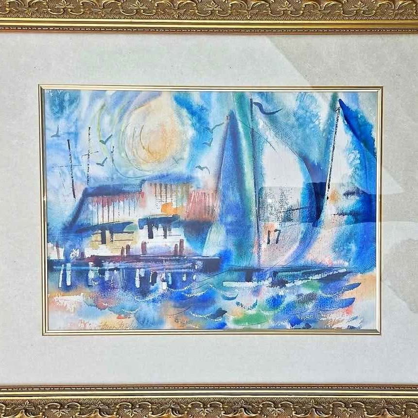 SIGNED ANNE STEPHEN ORIGINAL NAUTIC WATERCOLOR