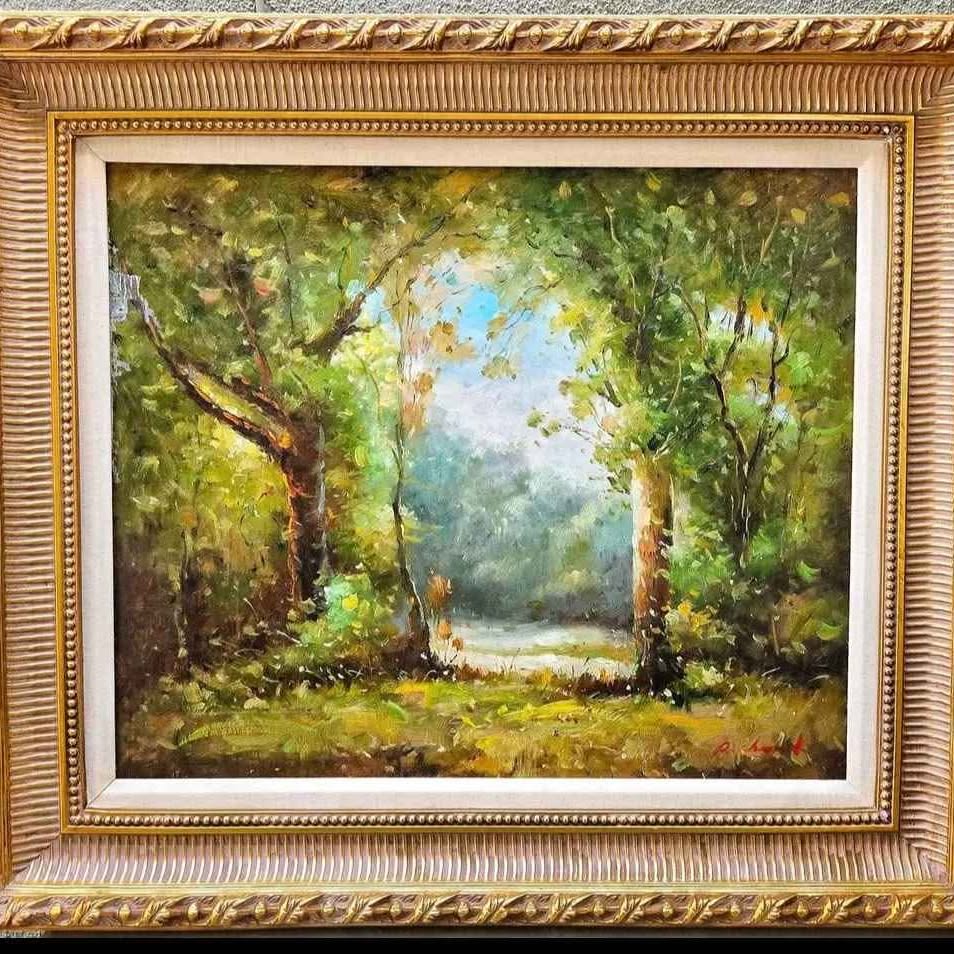 STUNNING! ORIGINAL OIL ON CANVAS DEPICTING FOREST LANDSCAPE