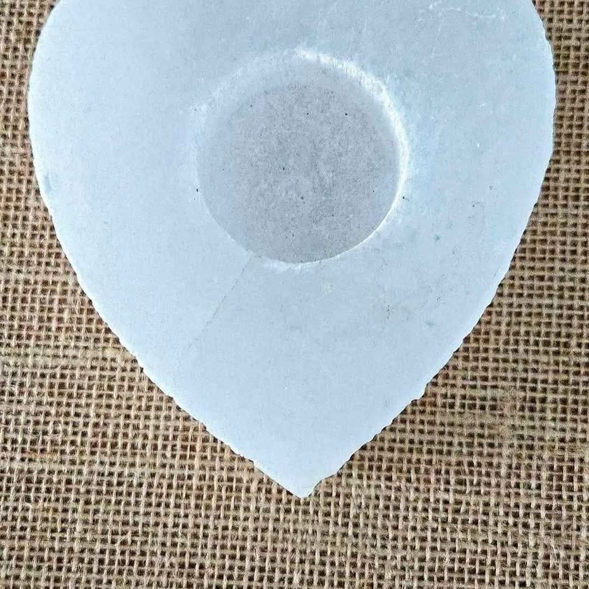 MILKY QUARTZ or ROUGH CALCITA VOTIVE ACCENT WITH BEAUTIFUL DECORATIVE HEART SHAPE