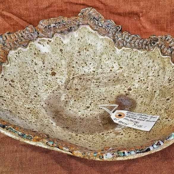 Unique Mid Century Raku Pottery Center Table Charger bowl.
