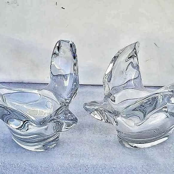 SAZAKI ART CRYSTAL FLYING BIRD DOVES CANDY BOWL (2)