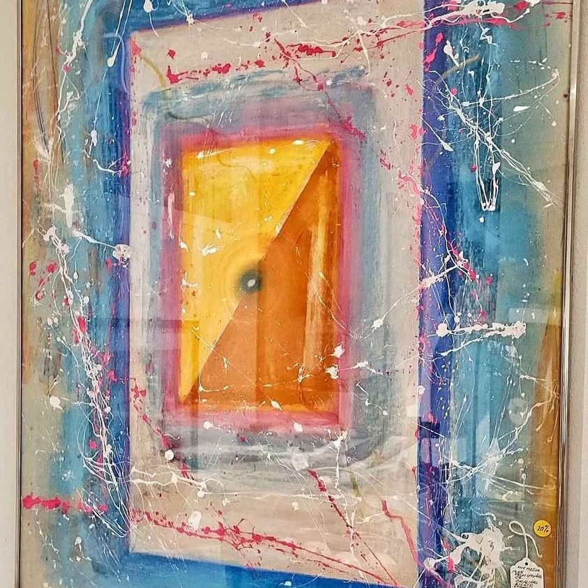 Center of Cosmos Framed original MCM acrylic large piece signed by The Butler.