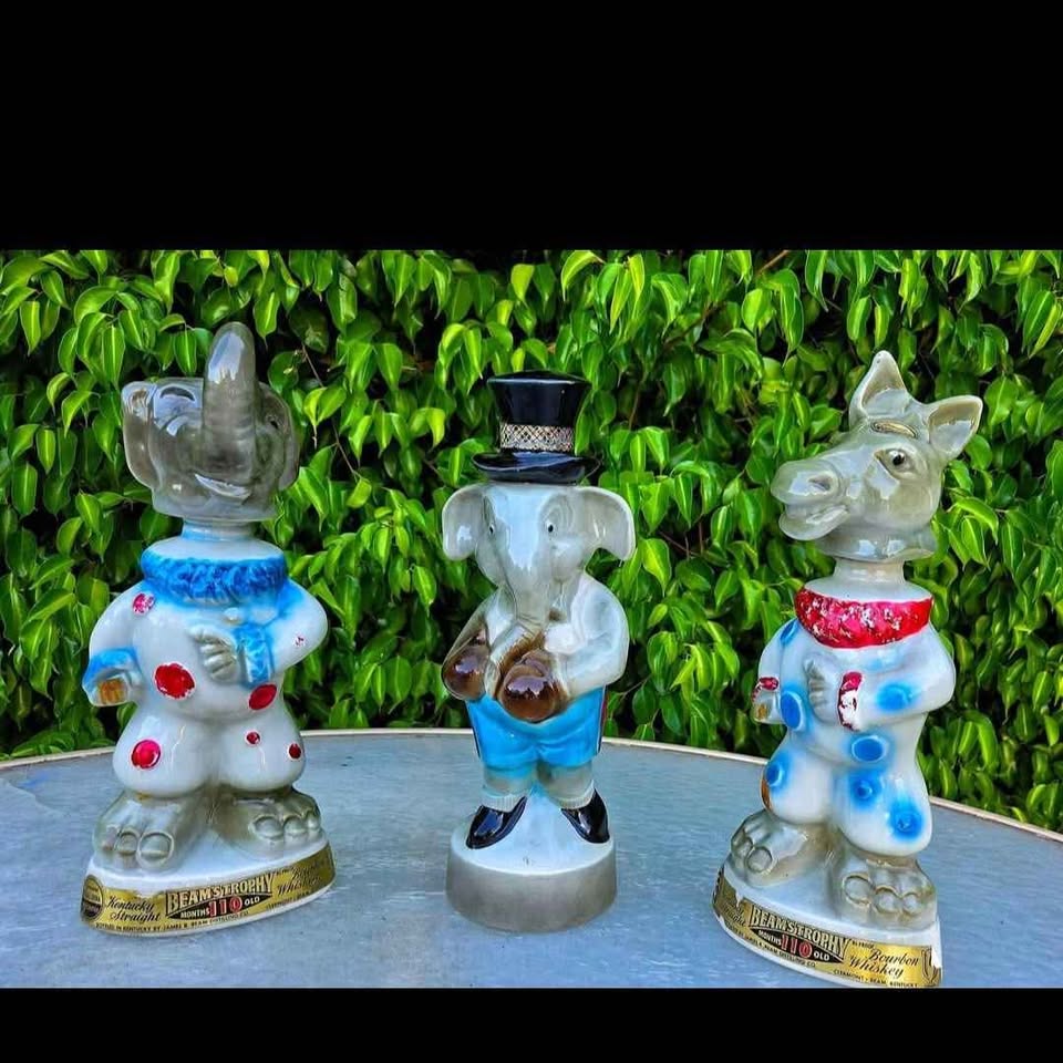 3 JEAM BEAM VINTAGE Wiskey Ceramic Decanter 1968
