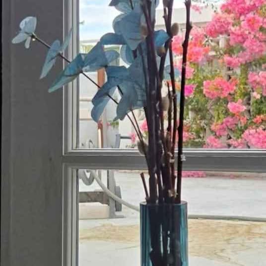 WATERFORD Marquis Merengue 17" Turquoise Blue Crystal HandBlown Bud Vase