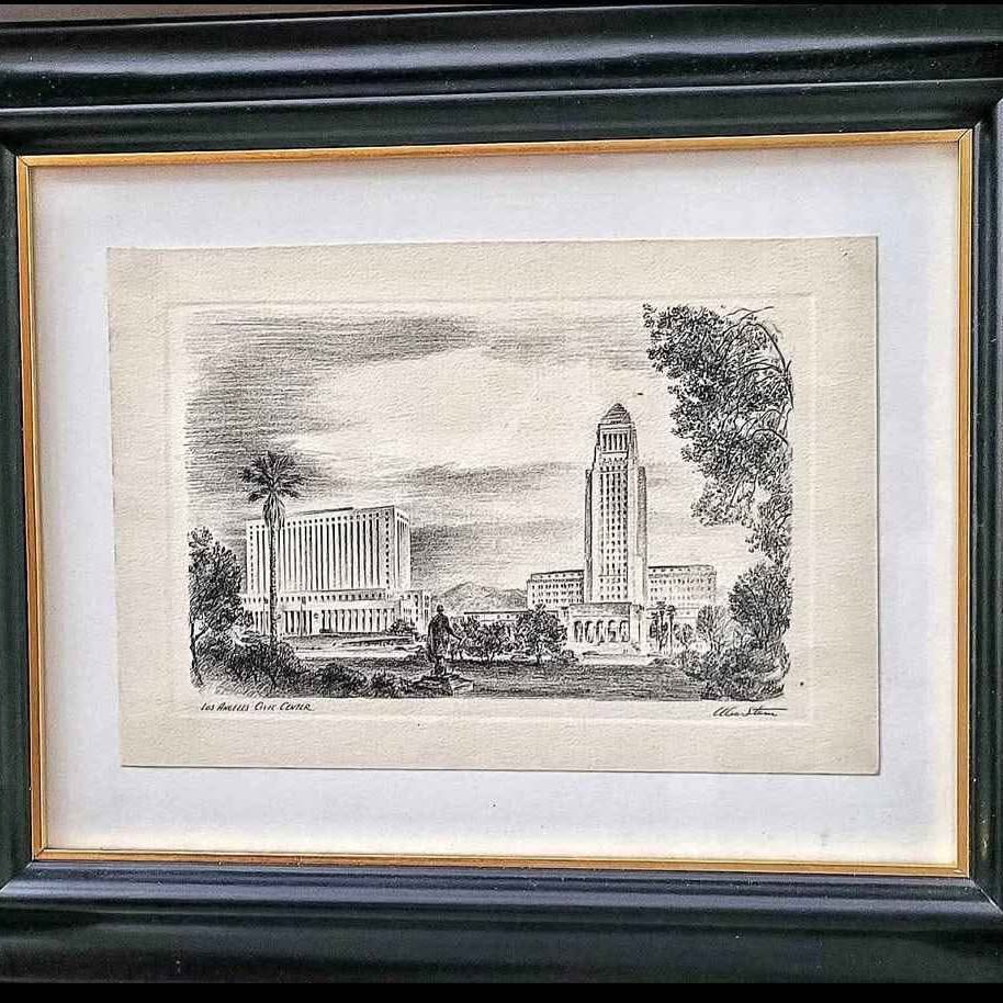LOS ANGELES CIVIC CENTER , etching signed by Alec Stern.