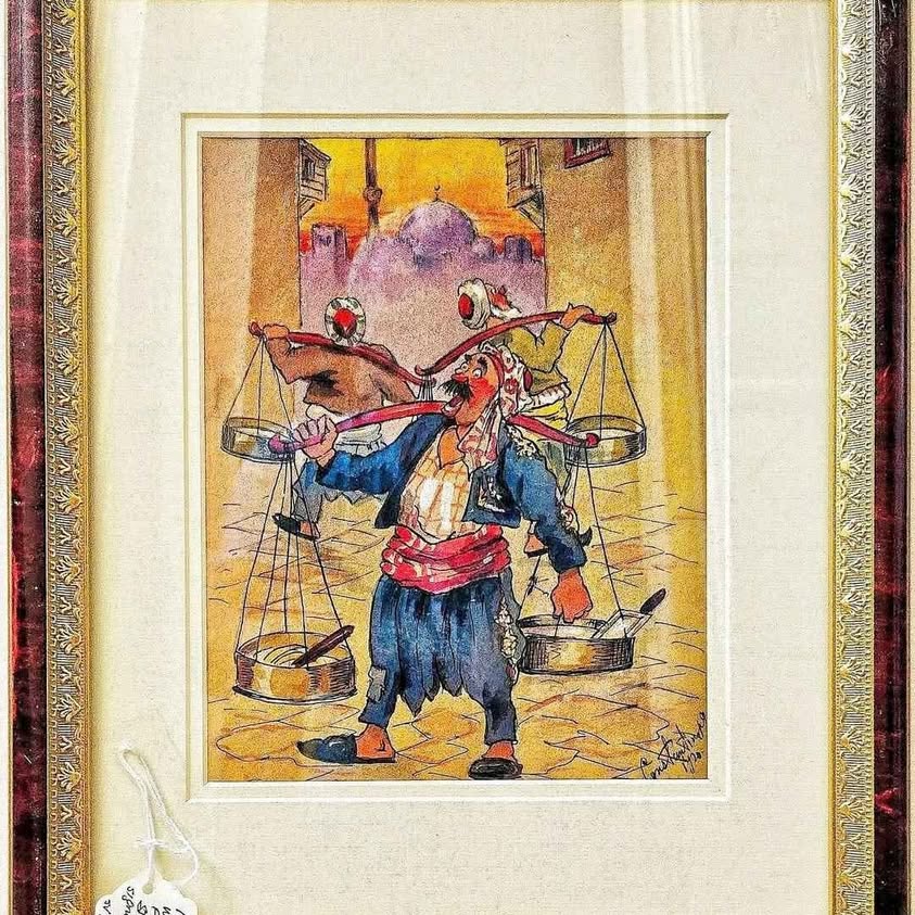 ISTAMBUL TURKEY CONSTANTINOPLE STREET SCENE WATERCOLOR PAINTINGS