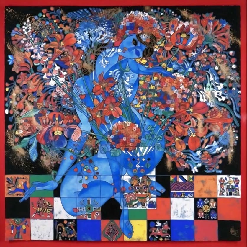 JIANG TIE-FENG LARGE BOUQUET SERIGRAPH Jiang Tie-Feng (Chinese, 1938-present) serigraph.