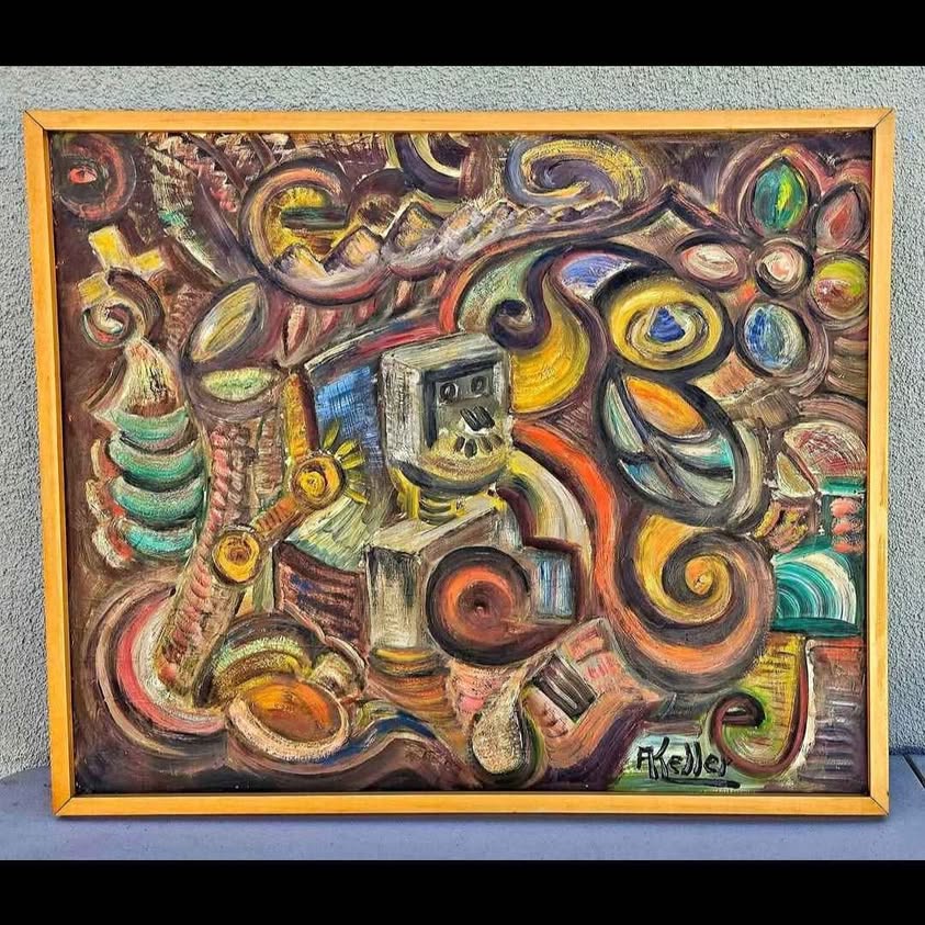If post is up this vintage abstract expression is still available for sale and pick up in Palm Sprin