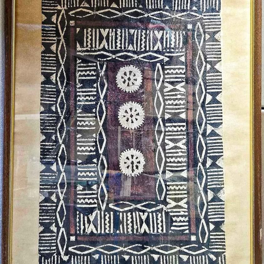 VINTAGE POLYNESIAN FRAMED TAPA CLOTH