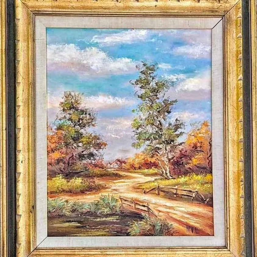 BEAUTIFUL OILS SPATULA PAINTINGS, Signed M.V.L., LANDSCAPE NICELY FRAMED