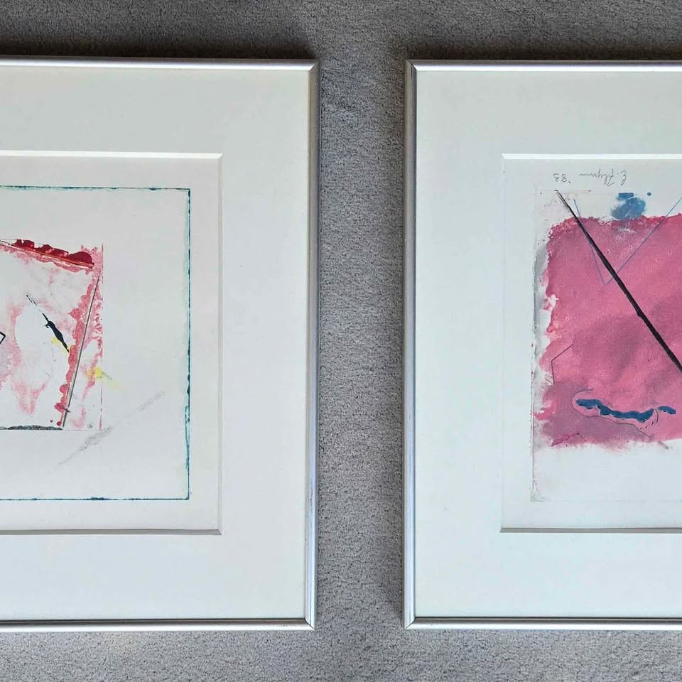 2. STUNNING CLEAN FRAMED ABSTRACTS ORIGINAL ETCHINGS, SIGNED By E. FLYNN. 83