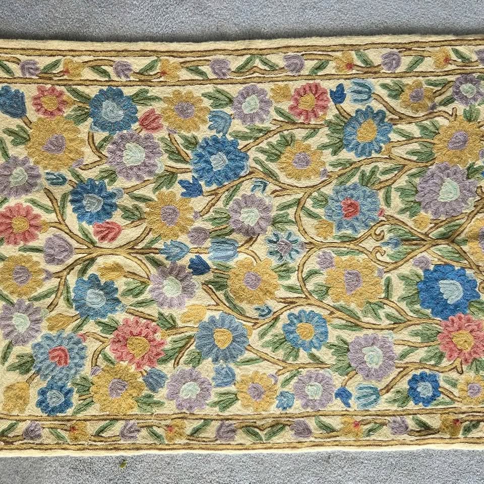 Kashmir chain stitch rug / wall hanging.