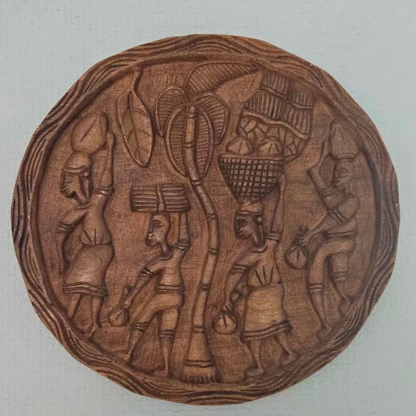 HAITIAN Caribbean CACAO HARVESTING Carving WOOD PLAQUE Folk Art WALL HANG 17"D