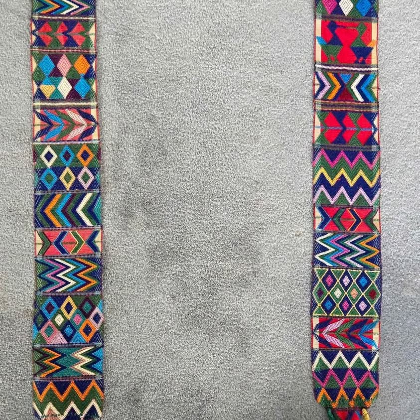 Traditional Headdress Aguacatan Belt 4" x 100" inc. Tassels, Vininclude. 1968