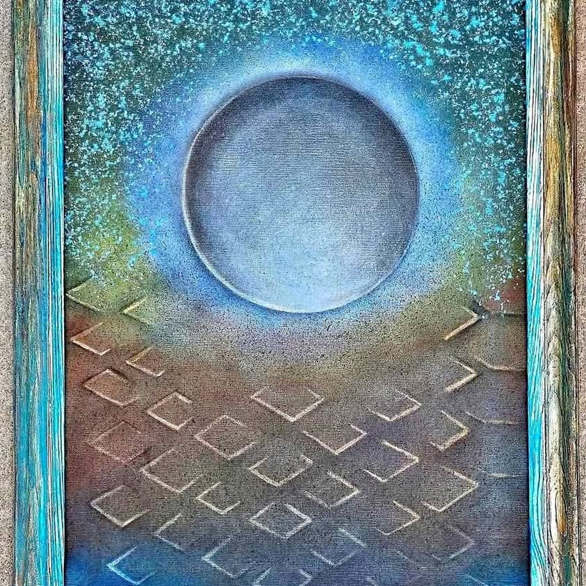 Special Original, signed, Esoteric Dimention painting on canvas, titled "PEACE AND COSMIC ORDER"