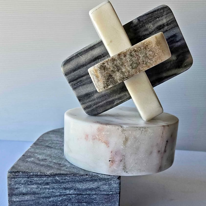 WOW! ABSTRACT "INFINITY MARBLE" What is Gravity ?", ASSAMBLY SCULPTURE