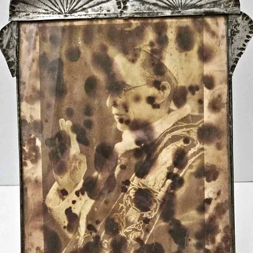 PIUS XII ANTIQUE PORTRAIT. From Convent Chapel of Coyoacan, Mexico