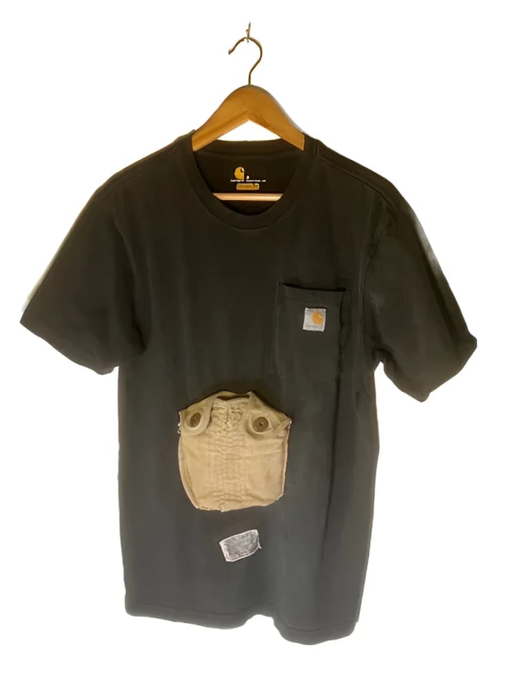 Black Carhartt t-shirt with canteen pouch.