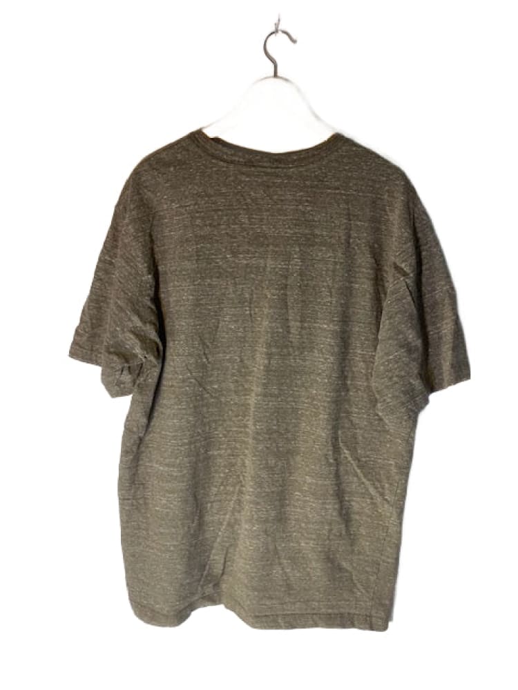 Olive green short-sleeve crewneck t-shirt with a subtle textured pattern.