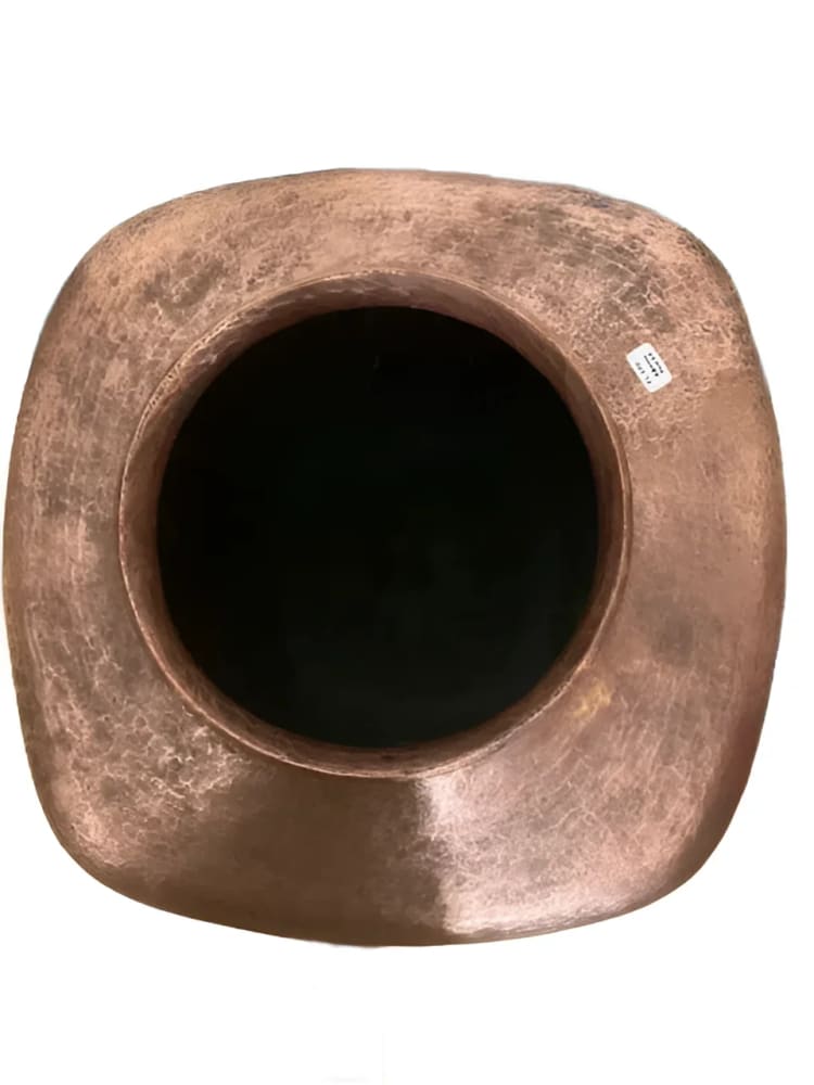 Abdon Punzo Hammered Square Copper Vase Signed