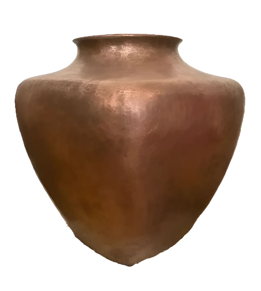 Abdon Punzo Hammered Square Copper Vase Signed
