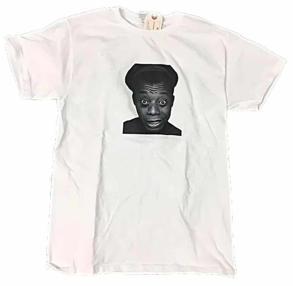 White James Baldwin T-shirt with black and white portrait design by h.m. Peavy