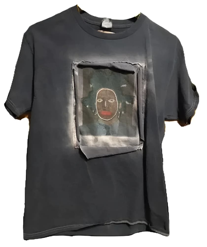 Gray t-shirt with a graphic print.