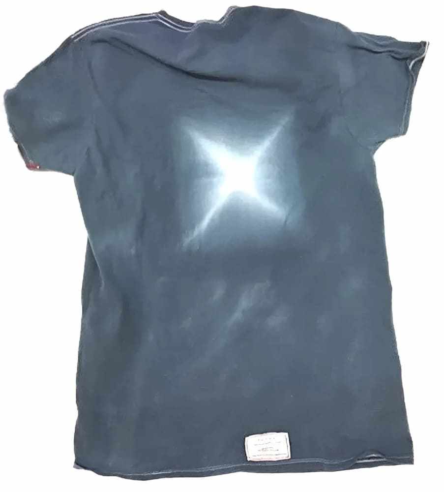 Black Woman T-shirt by h.m. Peavy in faded black with starburst design and stitched label