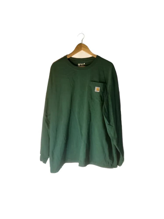 A dark green long-sleeve t-shirt with a chest pocket.