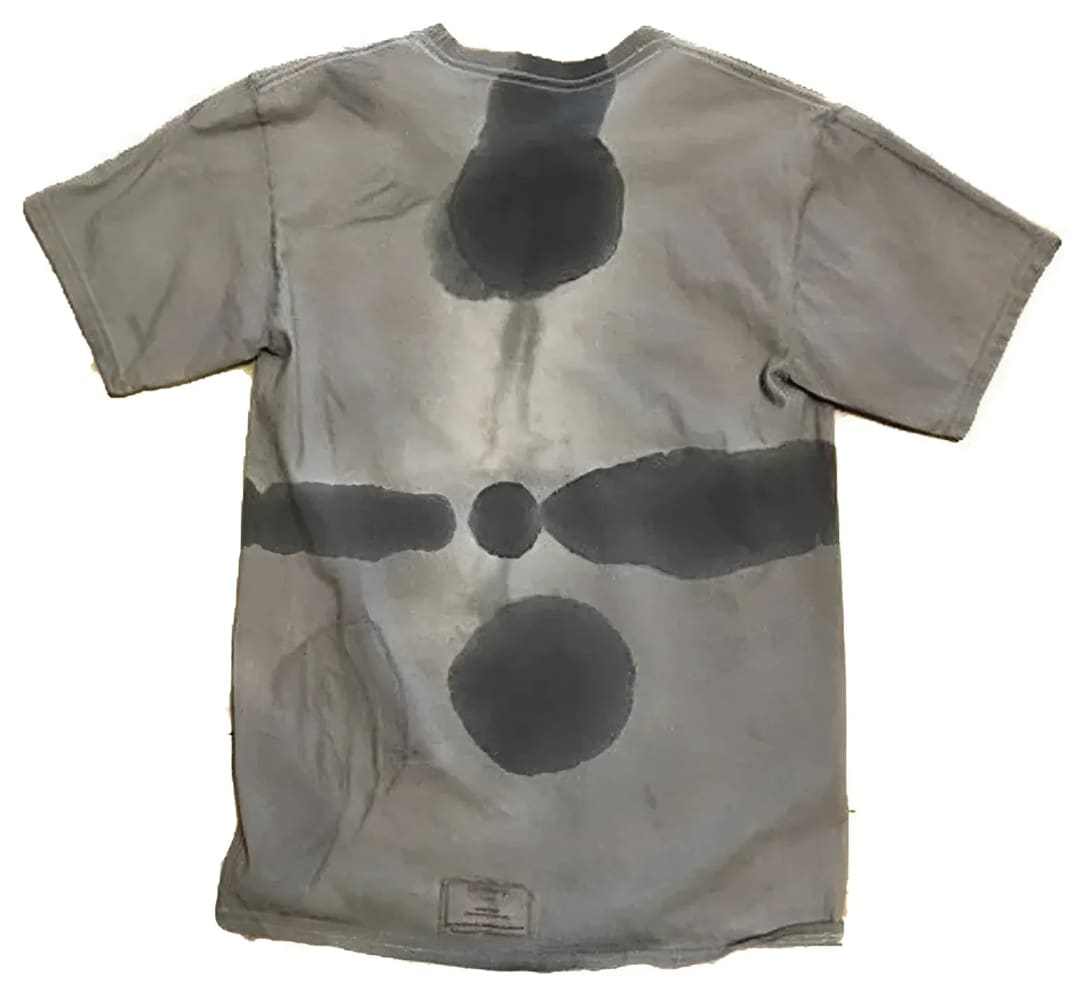 No Due Process T-shirt by h.m. Peavy in dusty blue with unique hand-dyed design and cotton fabric.