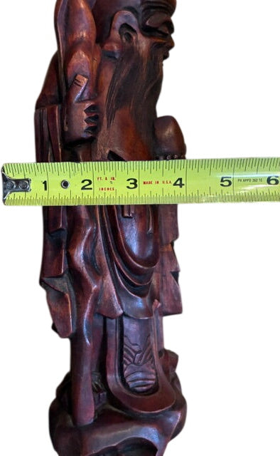 Magnificent OLD wood carving, Chinese deity, likely Shouxing, the God of Longevity.