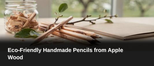 These Apple Wood Pencils start with pruned branches from apple trees rather than felled timber