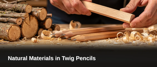 Twig Pencils builds every writing tool from sustainably sourced Winesap apple tree branches. Artist h.m