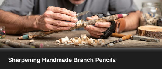 Handmade branch pencils from Twig Pencils demand a different sharpening approach than mass-produced pencils. Each
