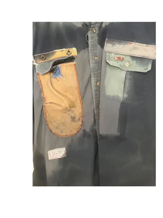 Worn and patched work shirt.