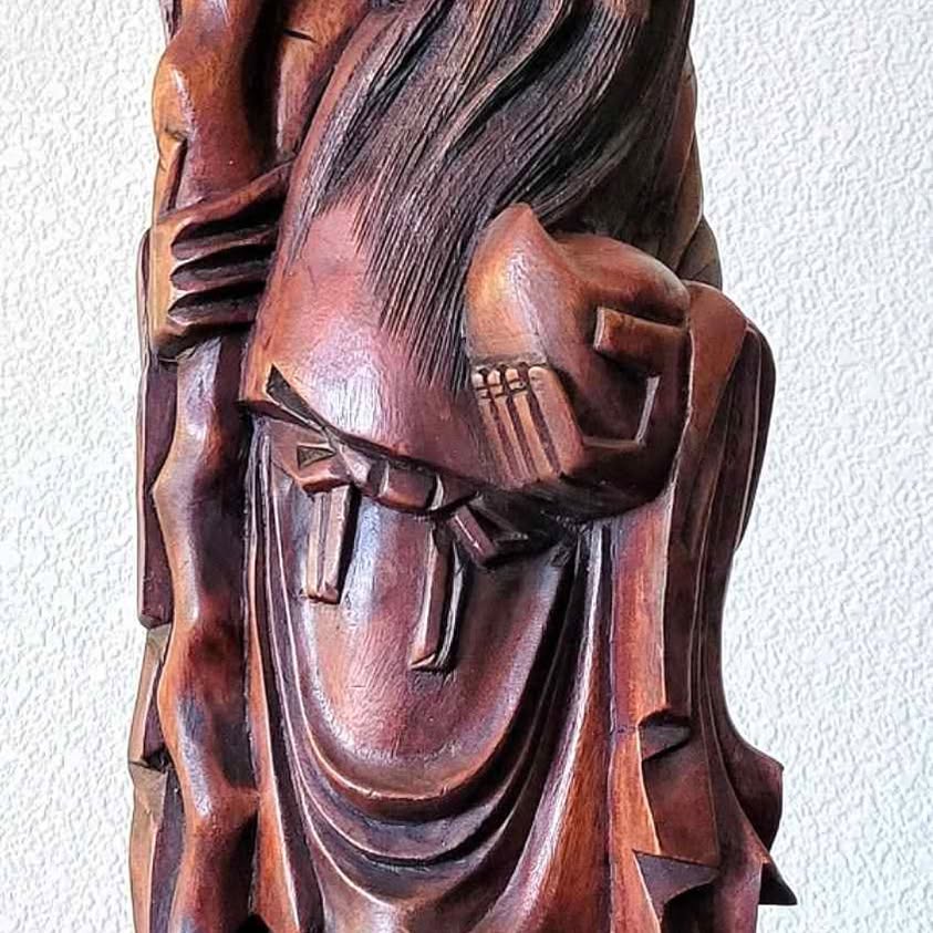 Magnificent OLD wood carving, Chinese deity, likely Shouxing, the God of Longevity.
