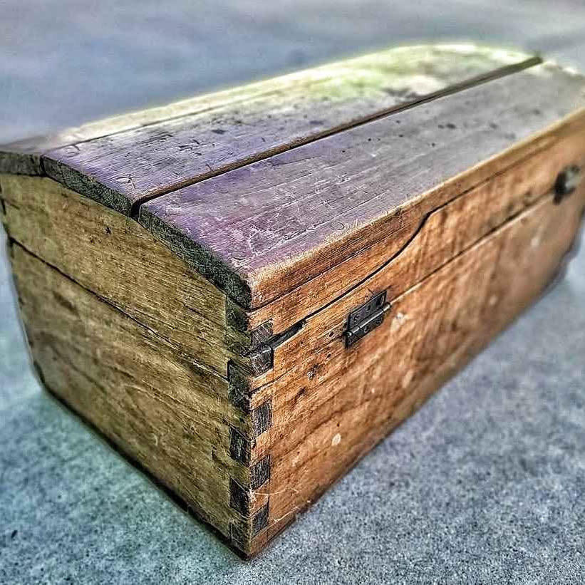 Antique Primitive Wooden Chest brought by migrants from Ukrainian Village