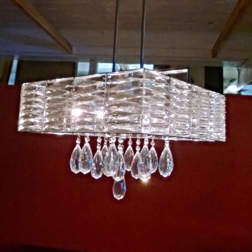 LUCITE & CRYSTAL, ONE OF A KIND MODERN CHANDELIER
