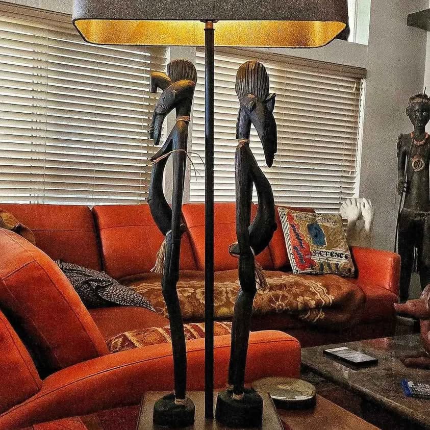 AFRICA. Couple d'anc√™tres S√©noufo anciens, 1940s in a UNIQUE LAMP for the passionate Collector
