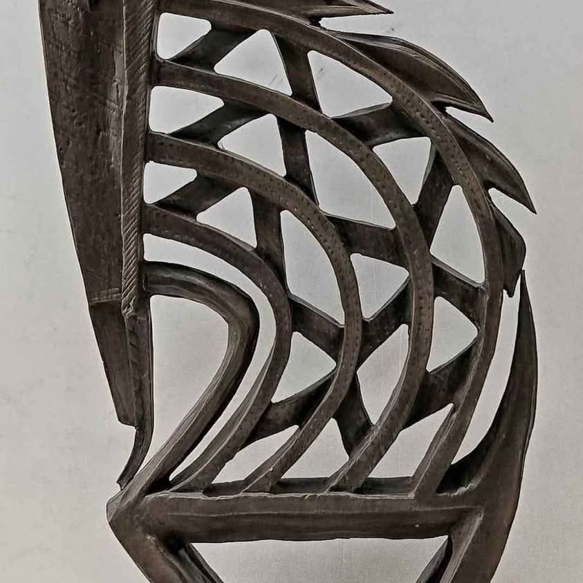 RARE LARGE HORNS CROSSED, SPECTACULAR AFRICAN DANCED CHI WARA MASK