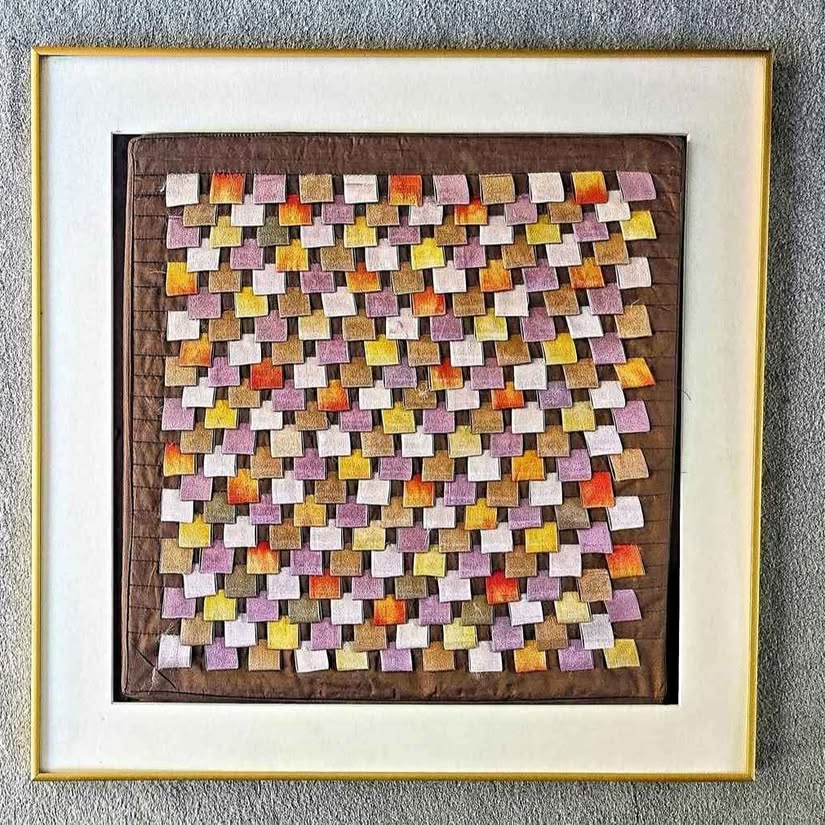 THE CHARM OF SATIN. MULTICOLOR VASARELY INSPIRED FRAMED TEXTIL ARTWORK