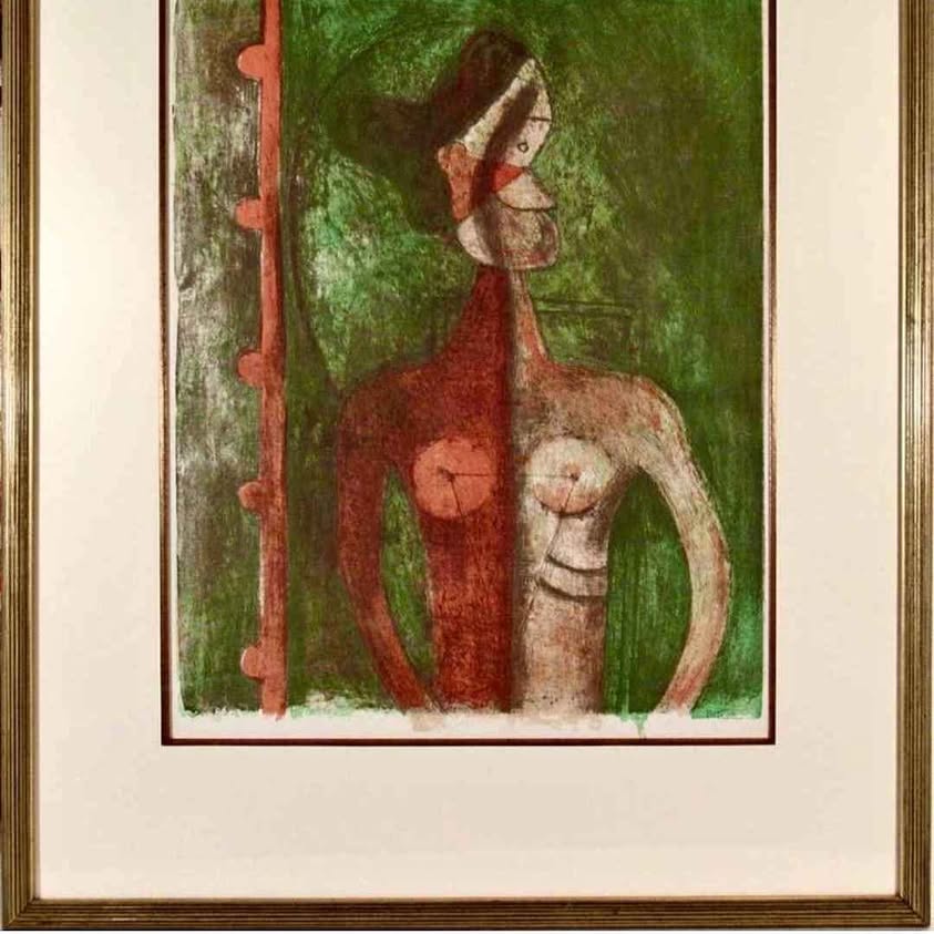 Signed By RUFINO TAMAYO. "TORSO DE MUJER" Framed.