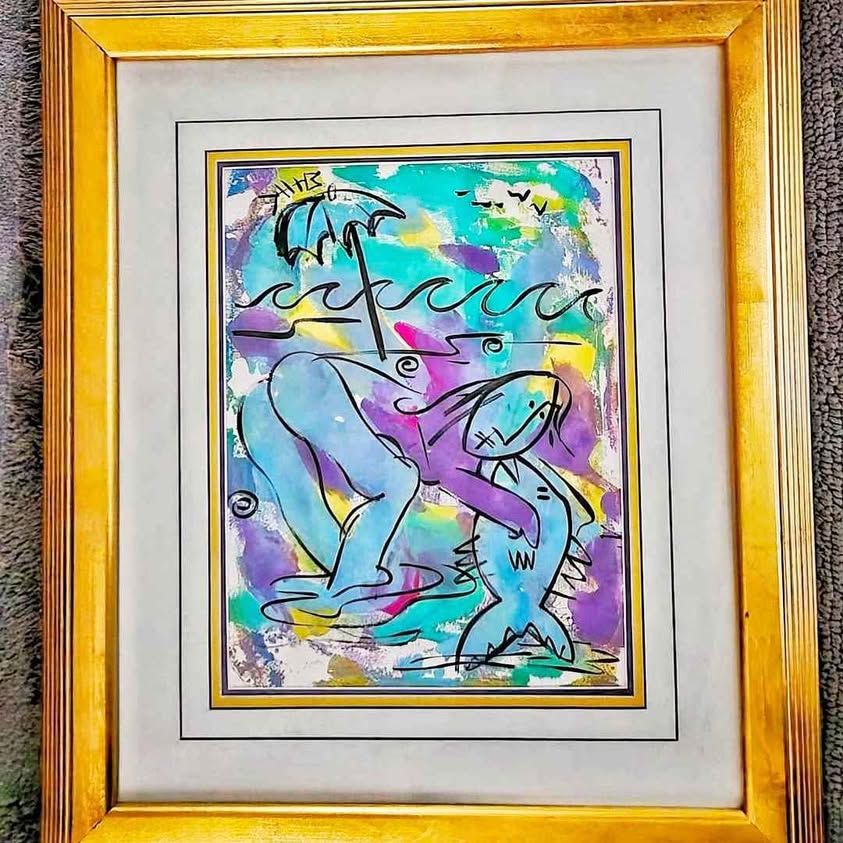 " BITCH, BEACH &FISH ", signed original by Heuss 94