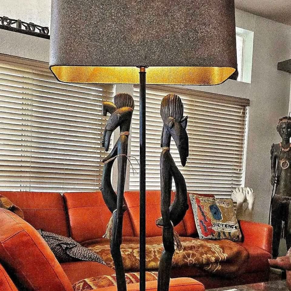 AFRICA. Couple d'anc√™tres S√©noufo anciens, 1940s in a UNIQUE LAMP for the passionate Collector