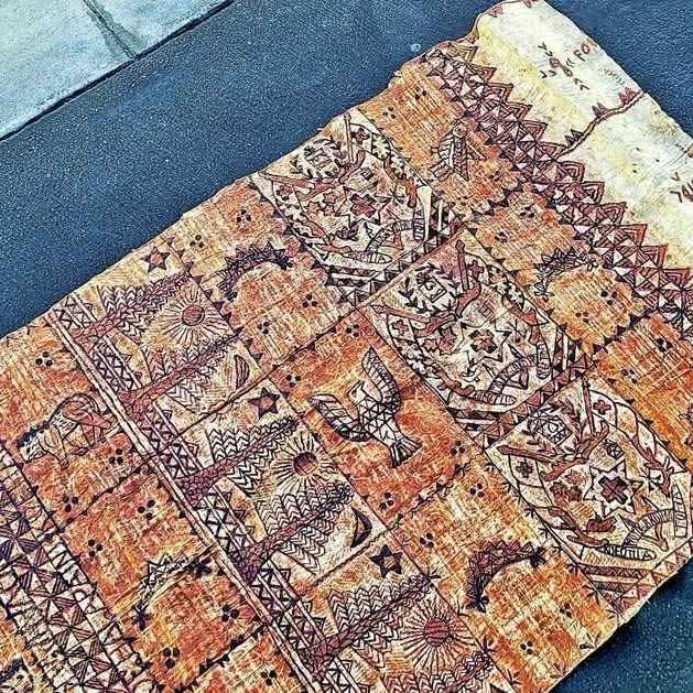 Vintage HUGE Rare Tapa Bark Cloth Tonga Polynesian Tahitian Tapa. By Evelini Katiola.